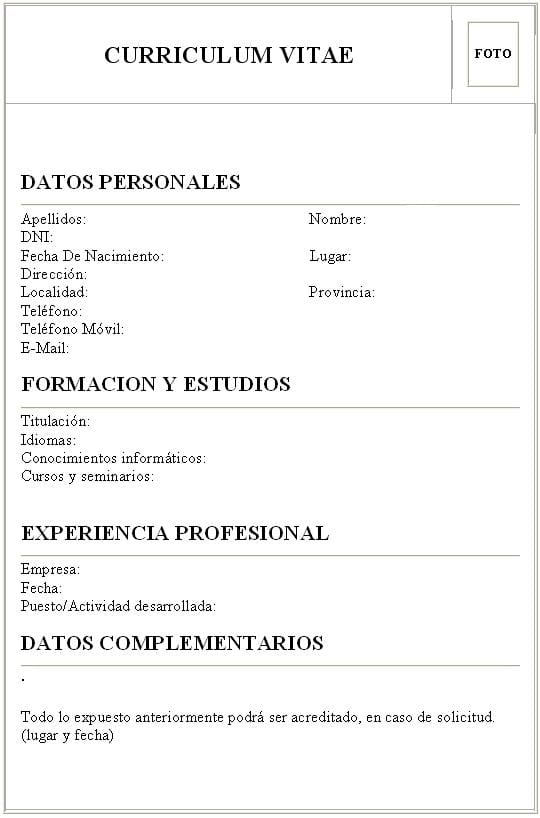 El Curriculum Vitae es la